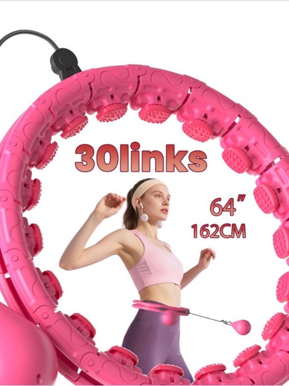 Adjustable Smart Weighted Hula Hoop - Pink